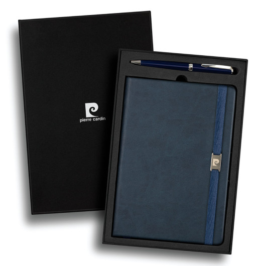 Promotional Pierre Cardin Lombard Notebook and Pen Gift Sets Navy